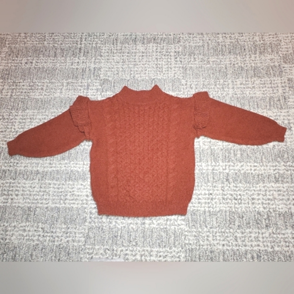 Old Navy Toddler Girl's Mock-Neck Ruffle-Trim Cable Knit Sweater